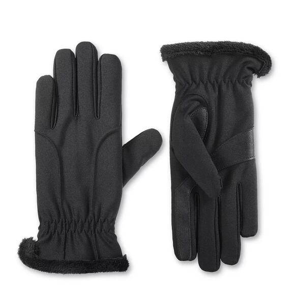 Isotoner Women's Solid Black Lined Spandex Water Repellent Gloves NWT - Picture 1 of 2